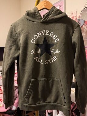 Converse Olive Green Crewneck Hoodie with Black Star Logo